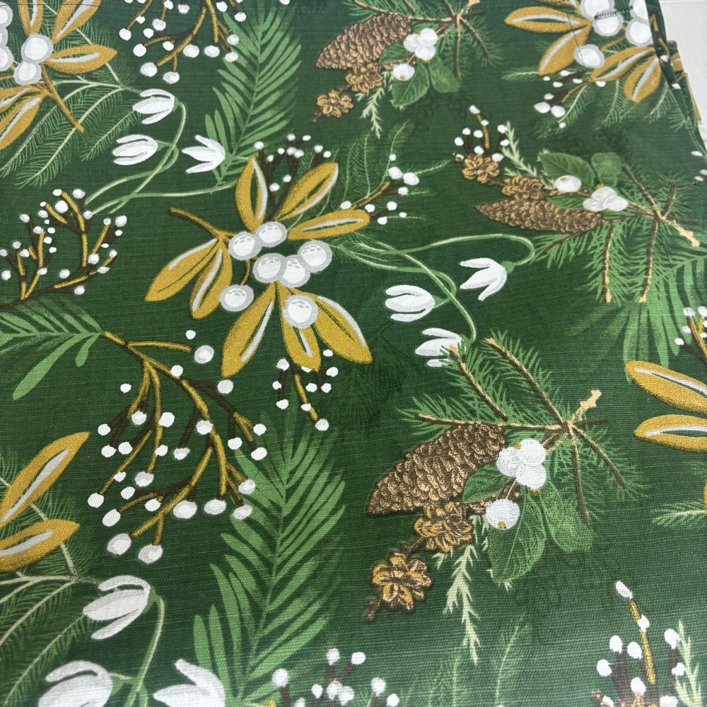 Ralph Lauren Xmas look fabric shower curtain_moody green pine botanical print